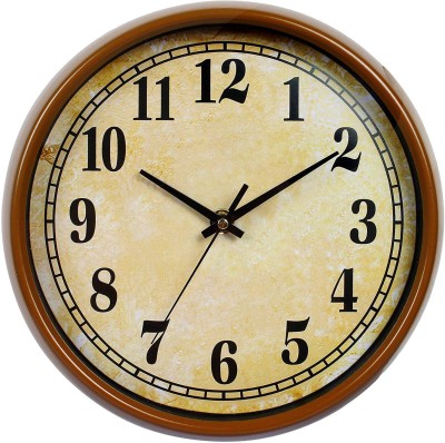 Efinito Analog 27 cm X 27 cm Wall Clock(Brown, With Glass, Standard)