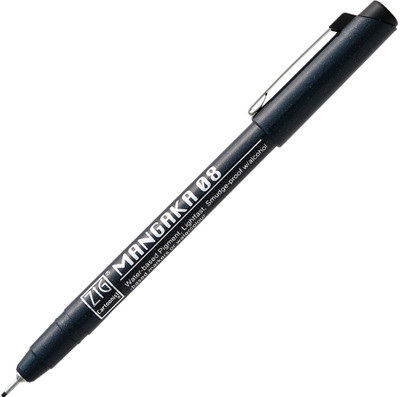 Zig CARTOONIST MANGAKA 08 010 BLACK Calligraphy(Pack of 2, Ink Color - Black)