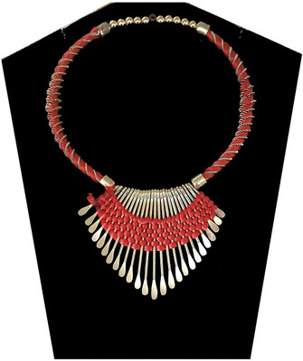 salvusappsolutions Metal Golden-RedChoker Necklace Set for Women-Universal Size, Necklaces for Women,Choker Necklace,Choker Necklace for Women Metal Necklace Set