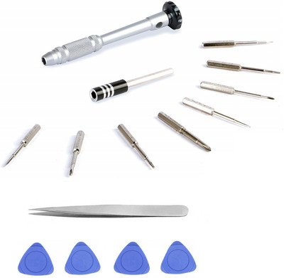 wroughton 10 in 1 Multifunctional Aluminium Alloy Screwdriver Tools Kit For Mobile and Gadgets Repairing Tools With 4 Mobile Opener and Set of 1 Stainless Steel Non Magnetic Tweezers- Straight Precision Screwdriver Set(Pack of 15)