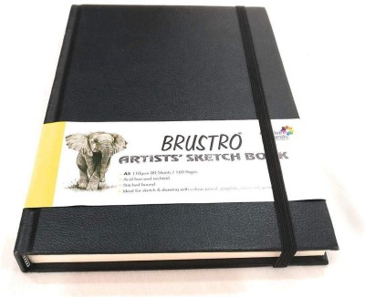 BRuSTRO Stitched Bound Artists Sketch Book, A5 Size, 160 Pages, 110 GSM Sketch Pad(80 Sheets)