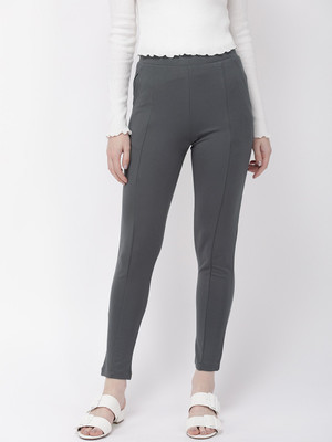 GO COLORS Skinny Fit Women Grey Trousers