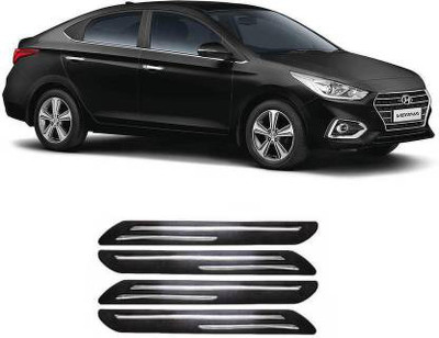 CADEAU Plastic Car Bumper Guard(Black, Silver, Pack of 4, Hyundai, Verna)