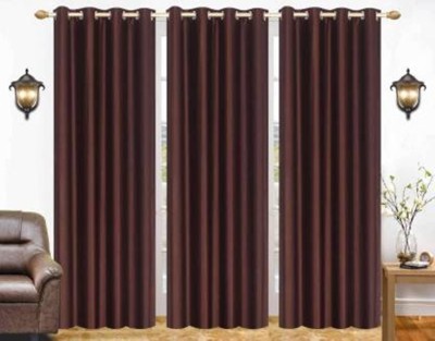 Styletex 213 cm (7 ft) Polyester Semi Transparent Door Curtain (Pack Of 3)(Plain, Brown)