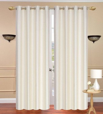 Styletex 270 cm (9 ft) Polyester Long Door Curtain (Pack Of 2)(Plain, Cream)