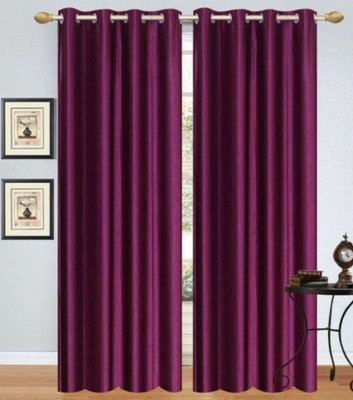 Styletex 213 cm (7 ft) Door Polyester Semi Transparent Curtain (Pack Of 2)(Purple, Plain)