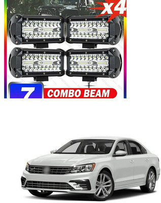 PECUNIA LED Light 7 Inch 120W Combo Led Light Bars Spot Flood Beam for Work Driving Offroad Boat Car Tractor Truck Light Flood (4pcs) IDX308 Headlight Car, Motorbike LED for Volkswagen (12 V, 120 W)(Passat, Pack of 2)