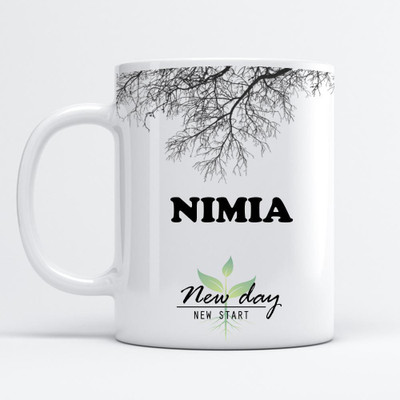 Beautum Nimia Printed New Day New Start White Name Model No:NDNS014690 Ceramic Coffee Mug(350 ml)