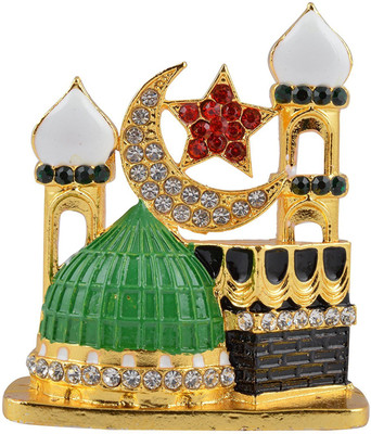 GCT Mecca Madina Idol | Makka Idol | Makkah Chand Tara Moon Star (Model-91) Metal Statue for Car Dashboard | Home Decor | Office Table Showpiece (L*B*H-5.5 x 1.5 x 7.3 Cm) Decorative Showpiece - 7.3 cm(Metal, Gold, Black, Green)