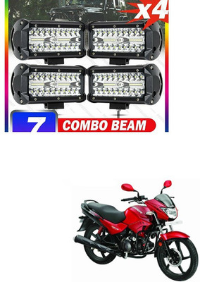 PECUNIA LED Light 7 Inch 120W Combo Led Light Bars Spot Flood Beam for Work Driving Offroad Boat Car Tractor Truck Light Flood (4pcs) IDX145 Headlight Car, Motorbike LED for Hero (12 V, 120 W)(Universal For Bike, Pack of 2)