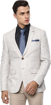 LOUIS PHILIPPE Checkered Single Breasted Formal Men Blazer(Grey)