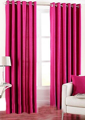 SIRJANHAAR 274 cm (9 ft) Polyester Semi Transparent Long Door Curtain (Pack Of 2)(Plain, Rani Pink)