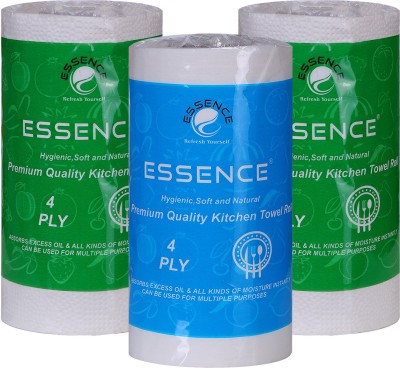 ESSENCE 4 Ply Premium Quality Kitchen Towel Roll 220 GMS Green-Blue Pack of 3(4 Ply, 70 Sheets)