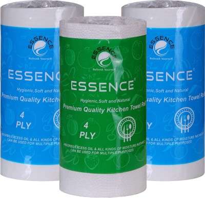 ESSENCE 4 Ply Premium Quality Kitchen Towel Roll 220 GMS Blue-Green Pack of 3(4 Ply, 70 Sheets)