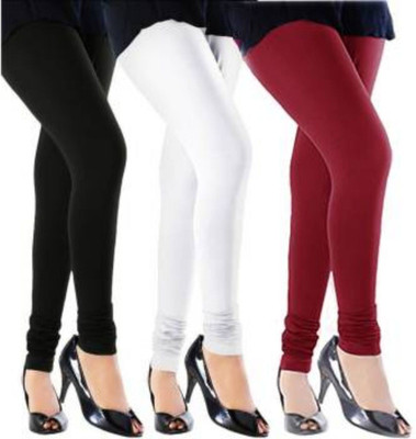 PI World Ethnic Wear Legging(White, Maroon, Black, Solid)