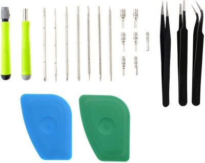 wroughton 16 in 1 Professional Multi-bits Interchangeable Screwdriver Tool for Mobile Phone, PC, Laptop and Gadgets With 2 Plastic Spudger Pry Opening Toolkit for Mobile Dissembling and Set of 3 ESD Non-Magnetic Tweezers- Straight, Flat & Curved Precision Screwdriver Set(Pack of 21)