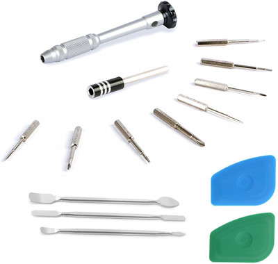 wroughton 10 in 1 Multifunctional Aluminium Alloy Screwdriver Tools Kit For Mobile and Gadgets With 2 Plastic Spudger and Set of 3 Metal Openers for Mobile Phone and Gadget Repairing Supporting Tools Precision Screwdriver Set(Pack of 15)