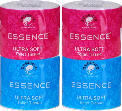 ESSENCE Ultra Soft Toilet Tissue Bathroom Toilet Paper Roll Blue-Pink Pack of 4 Toilet Paper Roll(1 Ply, 450 Sheets)
