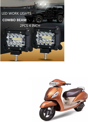 PECUNIA Triple Row LED Light Bar 4 inch Spot Flood Combo Beam LED Driving Lights Off Road Lighting LED Work Lights N198 Headlight Car, Motorbike LED for TVS (12 V, 54 W)(Jupiter, Pack of 2)