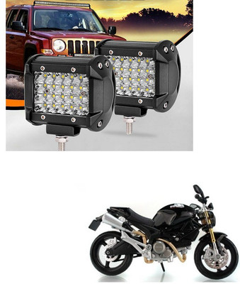 XZRTZ LED 2Pcs 4 Inch 204W Quad Row LED Light Bar Off Road LED Cubes Work Light Spot Flood Combo Driving Fog Lights C265 Headlight Car, Motorbike LED for Ducati (12 V, 54 W)(Universal For Bike, Pack of 2)