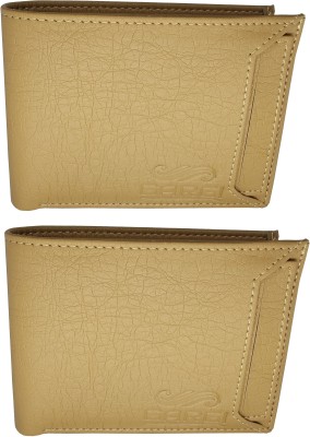 Gargi Men Beige Artificial Leather Wallet(5 Card Slots, Pack of 2)