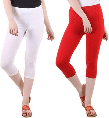 zunaira Women White, Red Capri