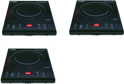 USHA 3616 pack of 3 Induction Cooktop(Black, Push Button)
