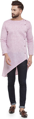 Aarsha Men Solid Asymmetric Kurta(Purple)