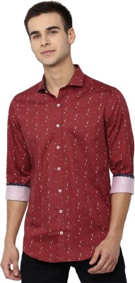 Simon Carter Men Printed Casual Maroon Shirt