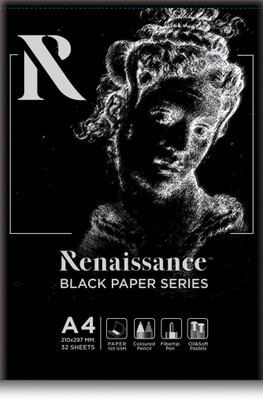 Renaissance BLACK PAPAER PAD 150 GSM WIRE BOUND 32 SHEET Sketch Pad(32 Sheets)