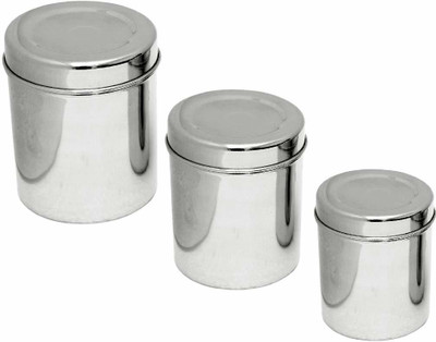 Dharam Paul Traders Steel Tea Coffee & Sugar Container  - 200 ml(Pack of 3, White)