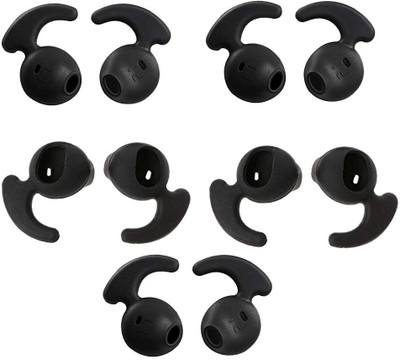 Qweezer Soft Silicone Rubber Replacement Medium Size Earbuds Bluetooth Sport Headphones Pack of 10 Pcs Black Silicone replacement In The Ear Headphone Cushion(Pack of 10, Black)