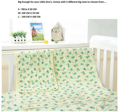 Babywish Cotton Baby Bed Protecting Mat(Dinosaur Theme Yellow, Medium)