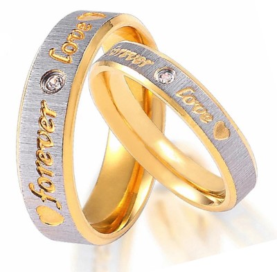 aditicrafts Latest New Design Adjustable Couples Ring Stainless Steel Crystal Titanium Plated Ring Set