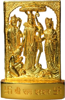 Divya Shakti Shri Ramdarbar Handmade Brass Statue Idol Decorative Showpiece  -  10 cm(Brass, Gold)
