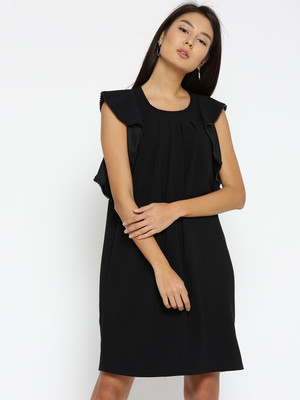 Style Quotient Women Shift Black Above Knee/Mid Thigh Length Dress