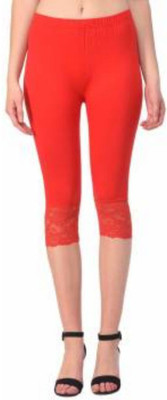 s r collection Western Wear Legging(Red, Self Design)