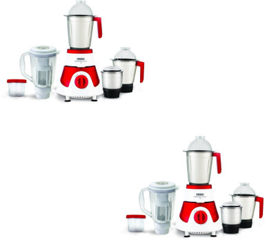 USHA MG 3775 Pack of 2 Mixer Grinder 750 Mixer Grinder (4 Jars, Red,white)