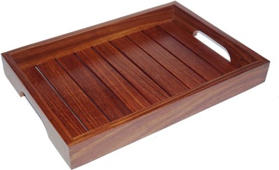 manzees Handamde Serving Tray, Stripped Wooden Tray - Great for Food and Drink - Wood Serving Tray // Standard Size Brown. ( Rosewood ) Tray