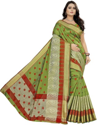 Anusuya Saree Woven Daily Wear Art Silk, Cotton Silk Saree(Green)