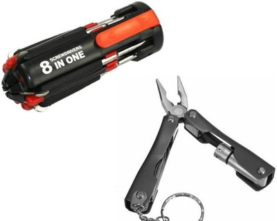Ubod Screwdriver Set 8 in 1 tool kit and 9 in 1 Micro Plier Tool Kit Multi Utility Plier combo Combination Screwdriver Set(Pack of 2)