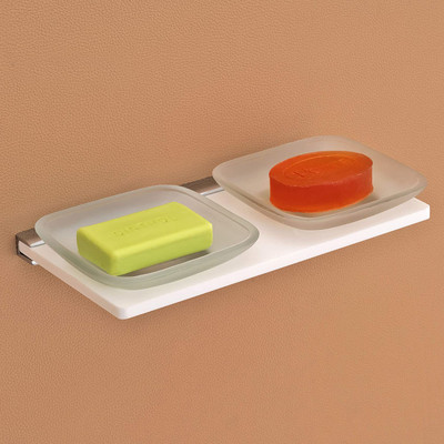 Plantex Opulux 8 mm Acrylic Double Soap Dish/Soap Stand/Bathroom Soap Holder/Bathroom Accessories for Home(White)