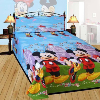 SPRINGDASSY 135 TC Microfiber Double 3D Printed Flat Bedsheet(Pack of 1, Multicolor)