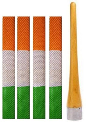 HACKERX Pair of 4 Tri Colour Grip ( Tiranga Grip ) + 1 Wooden Grip Cone Super Tacky(Pack of 5)