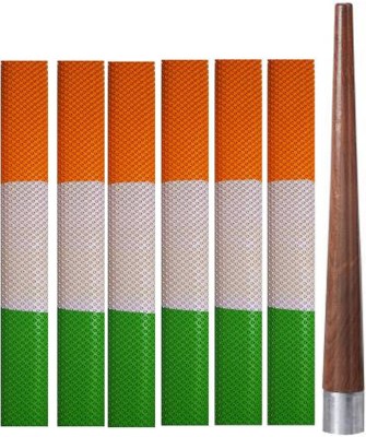 Y2M Pair of 6 Cricket Bat Tri Colour Grip (Tiranga Grip )+ One Wooden Cone Cricket Kit