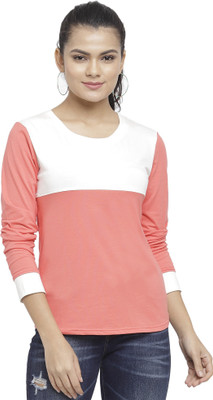 N-gal Colorblock Women Round Neck Multicolor T-Shirt