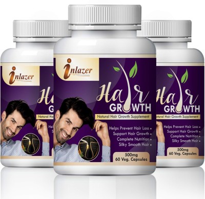 inlazer Hair Growth Organic Pills For Damage & Nourishes Hair And Reduces Hair Fall(Pack of 3)