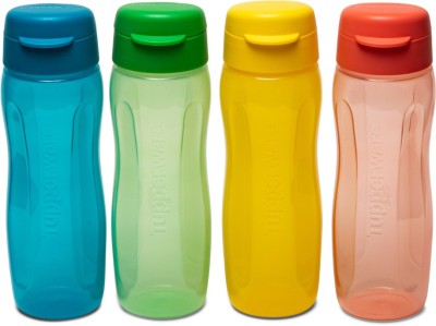 TUPPERWARE Water Bottle AquaSlim Bottle 500 ml set of 4 500 ml Bottle(Pack of 4, Green, Red, Blue, Yellow, Plastic)