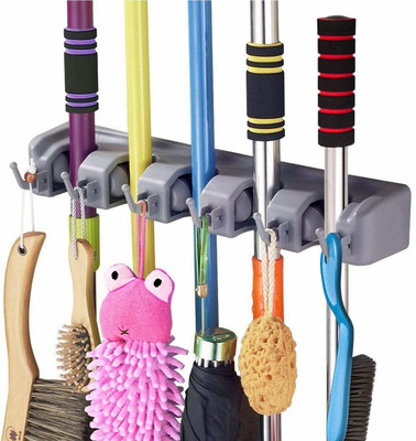 SEASPIRIT Grey Plastic Broom Holder(5 Holders)