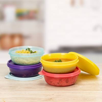 TUPPERWARE Multipurpose Buddy Bowl 300 ml set of 4  - 300 ml Plastic Utility Container  (Pack of 4, Red, Blue, Yellow, Purple)